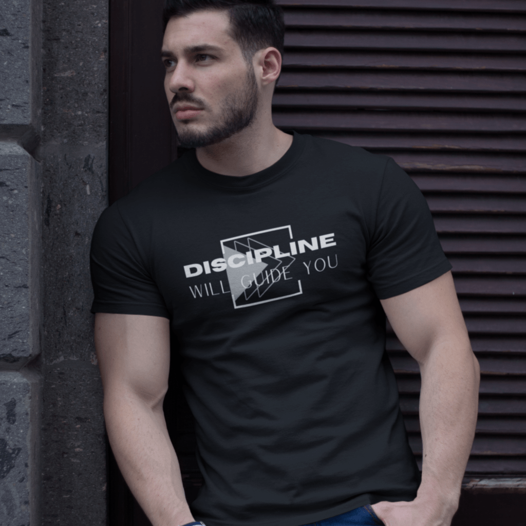 discipline will guide you mockup black t-shirt